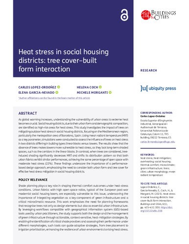 Interecció entre la cobertura arbòria i la forma construïda. Grup de recerca AiEM.