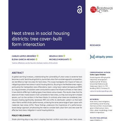 Heat stress in social housing districts: tree cover-built form interaction. Research group AiEM.