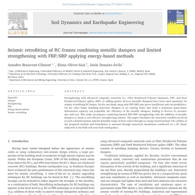 Publication of an article in the journal Soil dynamics and earthquake engineering (Q1 JCR)